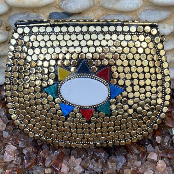 NWOT Ramla Multicolored Crossbody/Clutch Bag w/Mosaic Stones Handmade in Moracco - Picture 4 of 8